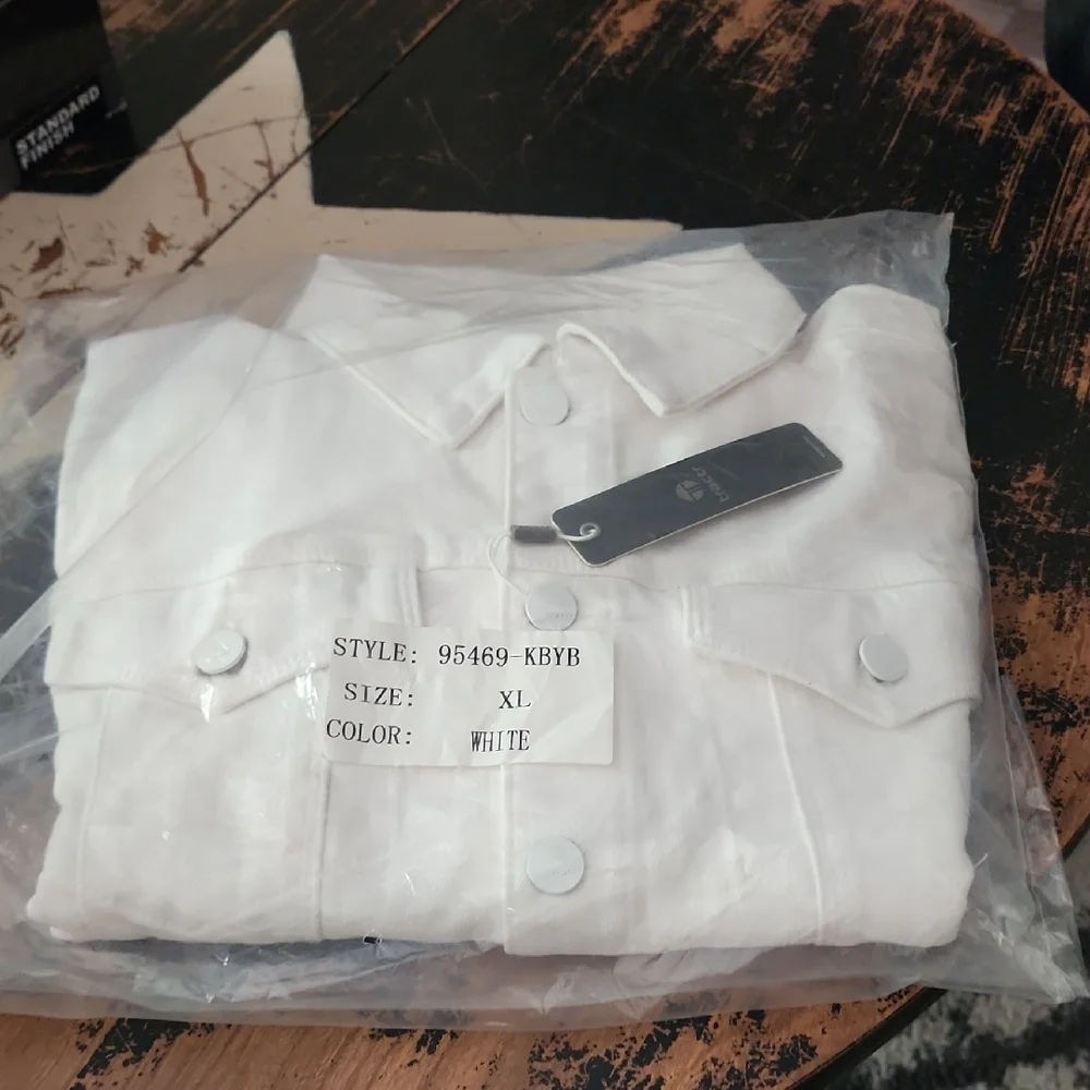 Tractr Loretta Denim Jacket Womens XL NWT White